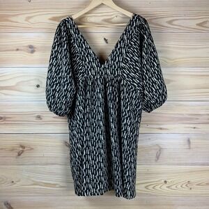 Millibon USA Dress Womens Large Black Printed Plunge Mini